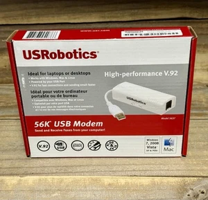 US Robotics 56K USB Controller Dial-Up External Fax Model with Voice Model 5637 - Afbeelding 1 van 5