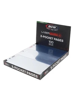3 Pockets Pages For Large US Currency Note 100 Album Sheets Clear BCW PVC FREE - Picture 1 of 4