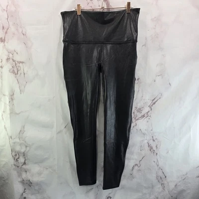 Spanx Leggings Womens 1X Black Faux Leather High Rise Crop Shape 2437p - Image 1 of 4