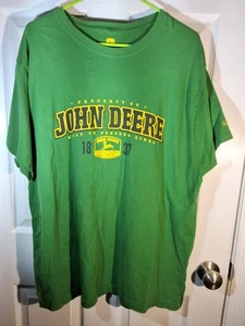 John Deere Mens Green Cotton T Shirt Size 2XL Workshirt Casual Showoff - Picture 1 of 8