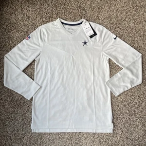 Nike Dallas Cowboys Sideline Coach Light Grey Long Sleeve Shirt Mens Size Medium - Picture 1 of 12