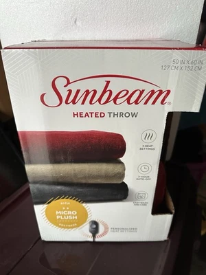NUEVO EN CAJA Manta térmica Sunbeam 50"x60" roja negra micropelusa a cuadros Foto 1 de 4