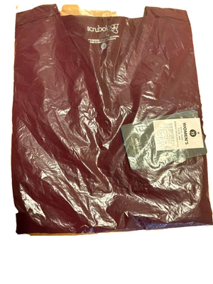 Blusa Médica Scrubology XS Para Mujer Rojo Vino Simulado Envolvente Nuevo con Etiquetas Uniforme Top Foto 1 de 3