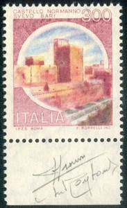 1980 Republik Schlösser 300 Lire auf fluoreszierendem Papier Rand ** Zert. Ray - Bild 1 von 2