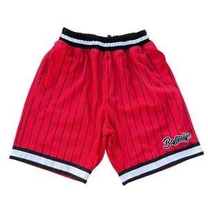 Ballislife Mens Basketball Shorts Striped Red Athletic Gym Small - Picture 1 of 8