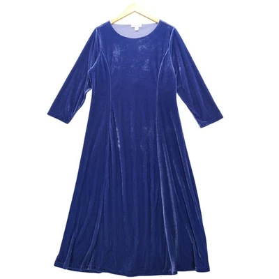 Платье макси Coldwater Creek Royal Blue бархатное с длинным рукавом женское размер L - Изображение 1 из 4