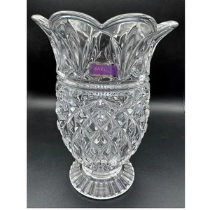 Marquis By Waterford Lead Crystal Pineapple Vase Scalloped Rim Diamond-Cut Vtg - Picture 1 of 11