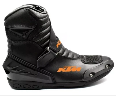 Botas de couro preto para motocicleta KTM equitação motocicleta corrida esportes sapatos de segurança - Imagem 1 de 2