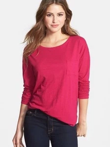 Camiseta deportiva informal Michael Kors rosa liso manga larga algodón Petites PM - Imagen 1 de 3