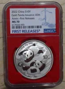 NGC MS70 China 2022 30g Silver Panda Coin (First Releases, Red) Coin - Picture 1 of 5