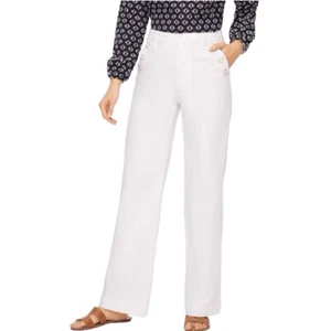 Talbots Übergröße 22 W weiß weites Bein hoher Bund Matrosenjeans Damen - Bild 1 von 10