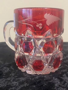 Antique Ruby Red Flash Coffee Cup Y0012 - Picture 1 of 3
