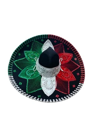 SOMBRERO MARIACHI MEXICANO, CHARRO, SOMBRERO, DISFRAZ, 22" TALLA ÚNICA, TRICOLOR Foto 1 de 4