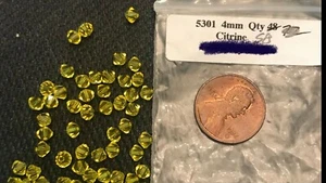 58 4 mm Vintage Citrin Kristall Perlen  - Bild 1 von 3