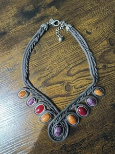 Chico’s Ethnic Inspired Statement Necklace Beaded Features 96g Weight - Picture 1 of 14