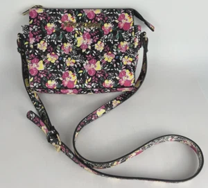 Betsey Johnson Tasche Handtasche schwarz rosa Blumen Crossbody - Bild 1 von 20