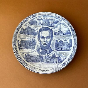 Plato de 10" Jonroth England ABRAHAM LINCOLN Staffordshire Ware, azul y blanco - Imagen 1 de 16