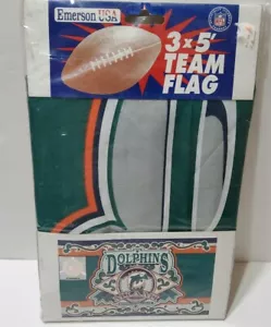 Bandera de equipo deportivo de fútbol americano vintage de los Miami Dolphins NFL 3' X 5' EE. UU. 1997 nueva - Imagen 1 de 2