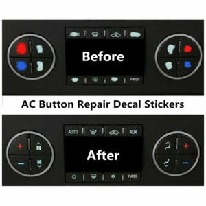 FOR 2007-2013 GM AC CLIMATE CONTROL BUTTON DECALS FOR GMC AND CHEVROLET TRUCKS - Foto 1 di 9