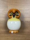 Vintage Genuine Alabaster Owl Figurine Hand Painted By Ducceschi Made In Italy