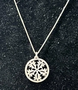 Vintage Sterling Silver 925 Snowflake Pendant Necklace 18” Chain Dainty - Picture 1 of 4