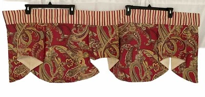 Ralph Lauren Red Red Paisley Stripe Rod Pocket - 3 - Window Treatment Valences - Image 1 of 4