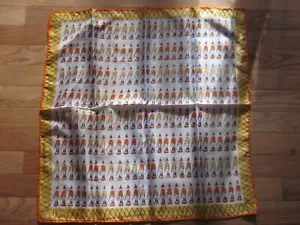 Vtg Italian Toy Soldier Pattern Print Scarf Orange Yellow Vera Square 22" - Picture 1 of 5