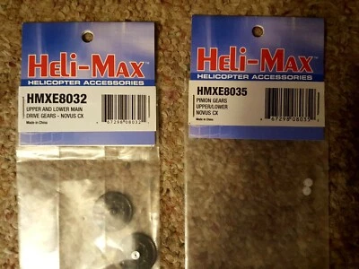 LOT OF HELIMAX NOVUS CX HMXE8032 UPPER & LOWER MAIN DRIVE GEARS & HMXE8035 PINIO - Image 1 of 4