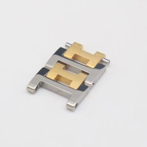 Hermes Genuine 2 Link Women's Watch Belt Band Bracelet Parts Silver/Gold 14mm - Picture 1 of 3