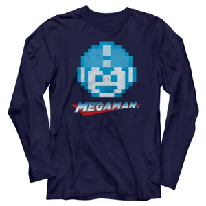 Camiseta Mega Man Años 80 Capcom Videojuego 8 Bit Pixel Face Hombre Manga Larga - Imagen 1 de 5