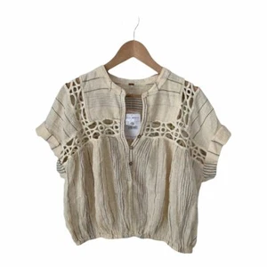 Free People Zeder Spitze Pullover Häkeltop Vanille Creme Kombi Large - Bild 1 von 11