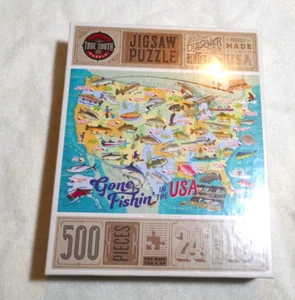 NEW Sealed True South Jigsaw Puzzle Gone Fishing USA 500 Pieces Discover States - Picture 1 of 5