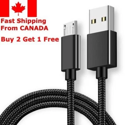 Micro USB Charger Transfer Braided Cable For Android Samsung Galaxy S7 S6 PS4 - Image 1 of 2