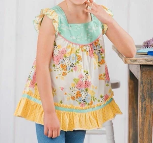 Matilda Jane Four Square Shabby Tunic Top Girls 8 Adventure Begins Floral Ruffle - Picture 1 of 7