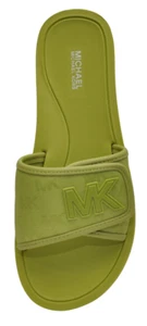 Michael Kors Palmer Slide MK Logo Pool Sandal Slip-On Shoe Lime Green Nib $95 - Picture 1 of 5