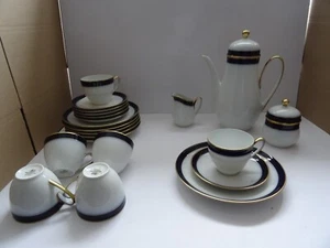 Hutschenreuther Olivia Kaffeeservice 6 Personen Kobalt mit Goldrand 21 Teile - Bild 1 von 20