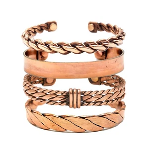 Copper Bracelet Cuff with Magnets Bangle Arthritis Rheumatic Pain Therapy Lot - Imagen 1 de 6