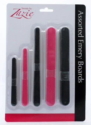 Assorted Zazie Emery Boards Nail Files Salon Straight Various Sizes Pack of 30