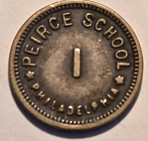 Philadelphia Peirce School Brass "1" Trade Token 18.45mm Scarce - Picture 1 of 2