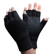 Mens 3M Thinsulate 40 gram Thermal Insulated Winter Knit Black Fingerless Gloves