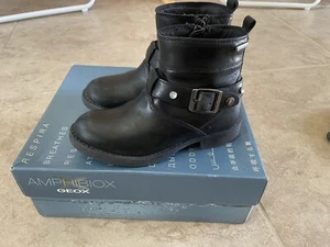 geox kids Italian patent shoes size 11 black boots breathable Thermal Insulation - Picture 1 of 9
