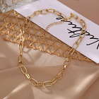 Lightweight Oval Loop Paperclip Link Alloy Chain 18k Gold Plated Choker Necklace