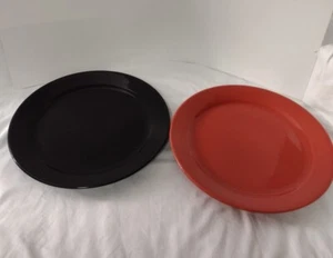 12" Secla Portugal Dinner Serving Plates Platter Black Coral Ceramic Dishes 2 - Picture 1 of 6