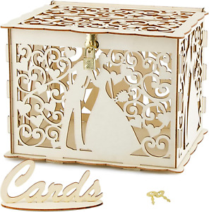 ABSDON Hochzeitskarten Box Geldbox Geschenk Karten Kiste Aus Holz, Rustikal Hoch