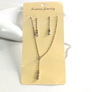 Jewelry Set Woman Necklace Earrings Brass Plated Rhinestone One Size - Picture 1 of 7