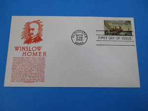 1962 Great American Artist Winslow Homer 1836-1910 Gloucester MA FDC S2898 - Bild 1 von 1