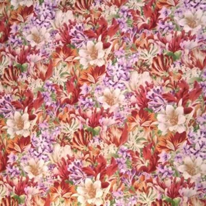 Packed Floral, Tangerine Orange, Red, Ivory, Lavender, An SSI Cotton BTHY or BTY - Picture 1 of 4