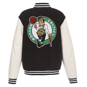 NBA Boston Celtics Reversible Fleece Jacket PVC Sleeves Embroidered Logo JHD - Picture 1 of 6