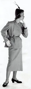 1949 Vintage Photo fashion model modeling Judy Nell woman's suit jacket & gloves - Picture 1 of 2