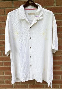 $128 TOMMY BAHAMA CAMICIA UOMO ORNAMENTALISTA SETA HAWAIANA ALOHA CAMP XXL 2XL NUOVA CON ETICHETTE - Foto 1 di 8